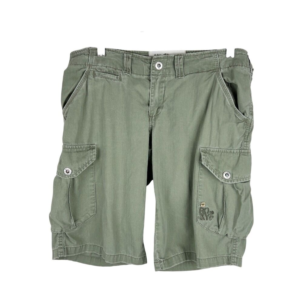 Roxy Shorts Women 5 32 x 11 Juniors Green Cargo Pockets Casual Walking Bottoms